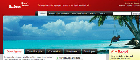 sabre travel network homepage